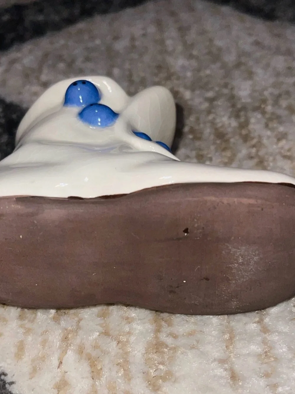 Vintage ceramic baby boy bootie shoe ornament